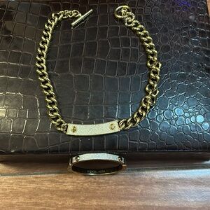 Michael kors toggle Gold Chain Necklace and Bracelet Set